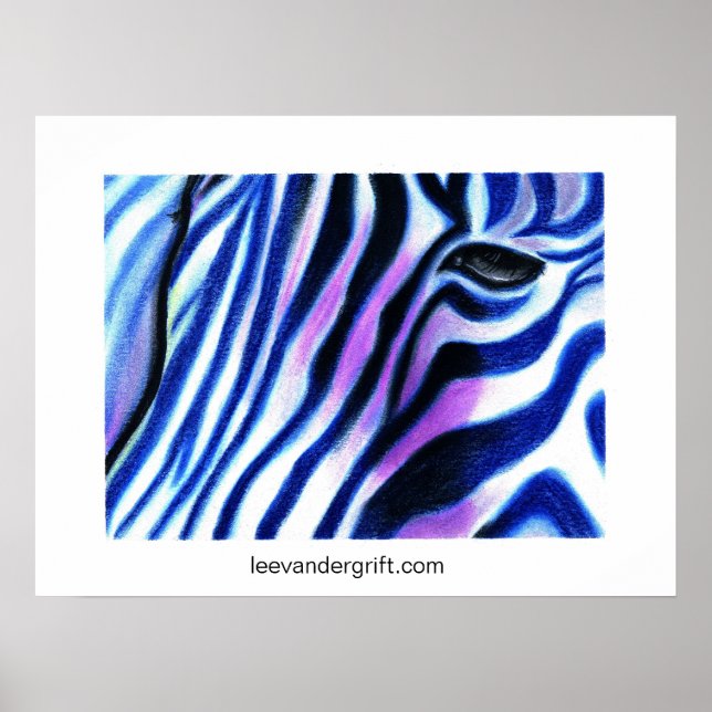 Affiches Zebra Blue, leevandergrift.com (Devant)