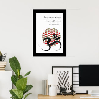Affiches Zen Asiatique Rouge Soleil Yoga Moderne Calligraph