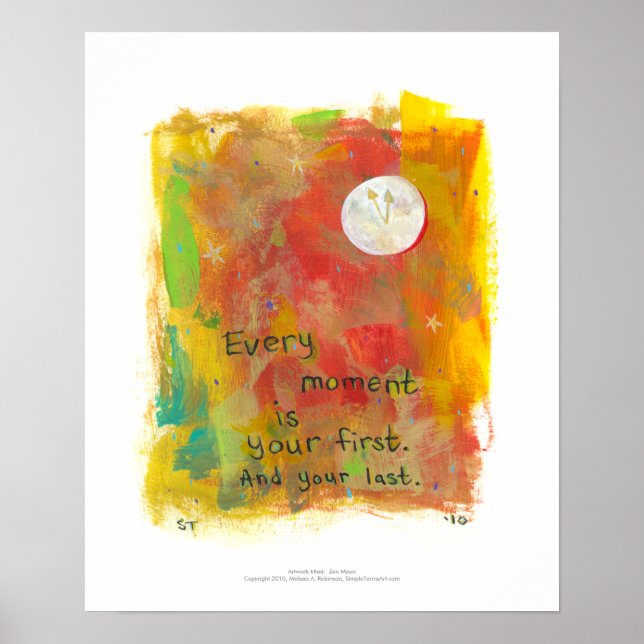 Affiches Zen Moon peinture d'art moderne - vivre dans le mo (Devant)