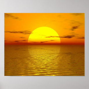 Affiches Zen Sunset Orange Yellow Ocean Love Peace Harmony