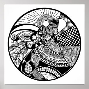 Affiches Zendala abstrait sur le cercle 2