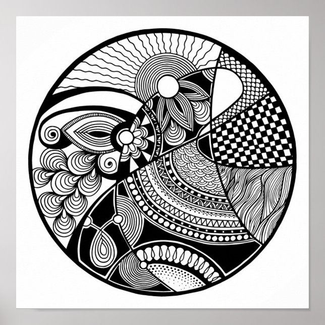 Affiches Zendala Abstraite sur le cercle 2 (Devant)