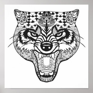 Affiches Zentangle a inspiré le loup