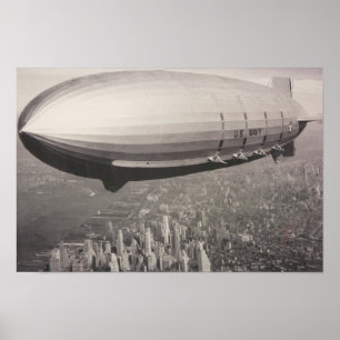 Affiches zeppelin au-dessus de Manhattan