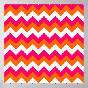 Affiches Zigzag blanc orange rose