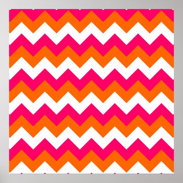 Affiches Zigzag blanc orange rose (Devant)