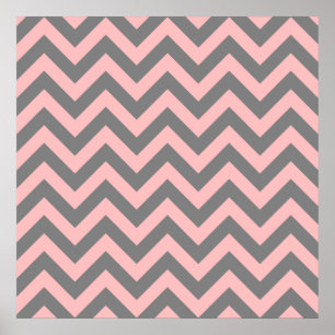 Affiches Zigzag rose et gris