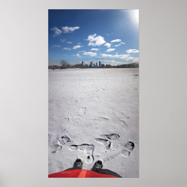 Affiches Zilker Park Snow - Austin Texas Downtown Skyline (Devant)