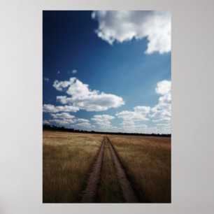 Affiches Zimbabwe, vue d'une route près de la piste d'atter