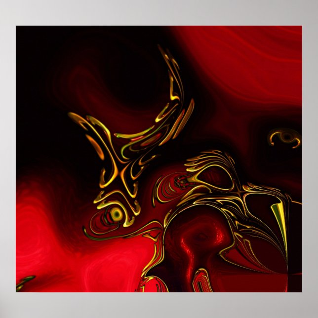 Affiches ZIZZAGO Art Abstrait Rouge Noir Or 2 (Devant)
