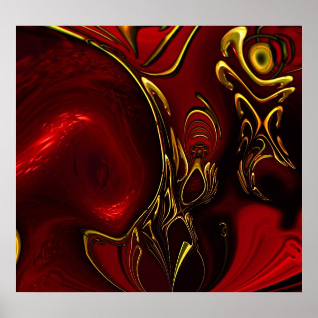 Affiches ZIZZAGO Art Abstrait Rouge Noir Or 5 (Devant)