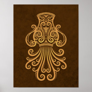 Affiches Zodiaque Aquarius Brown complexe