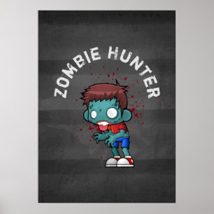 Affiches Zombie Hunter with Blood Splatter Creepy