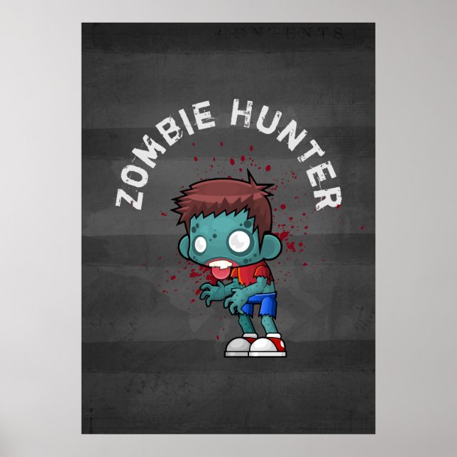 Affiches Zombie Hunter with Blood Splatter Creepy (Devant)