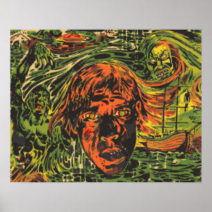 Affiches Zombies Halloween vintage, street art graffiti
