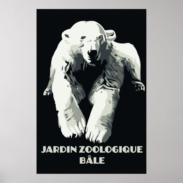 Affiches Zoo vintage et ours polaire Bâle (Devant)