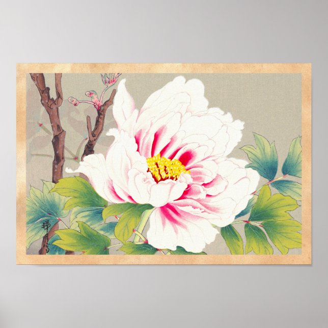 Affiches Zuigetsu Ikeda Pink Camellia japonaises fleurs art (Devant)