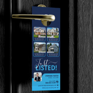 Affichette De Porte Agent immobilier Blue Liste de propriétés Courtier