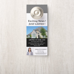 Affichette De Porte Agent immobilier moderne Juste listé