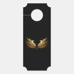 Affichette De Porte Ailes d'Ange d'or sur arrière - plan noir