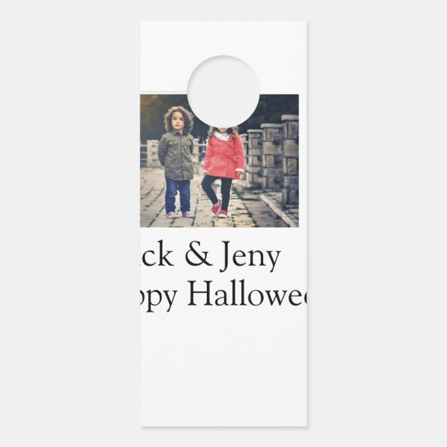 Affichette De Porte ajouter nom photo texte Halloween enfant fille gar (Devant)