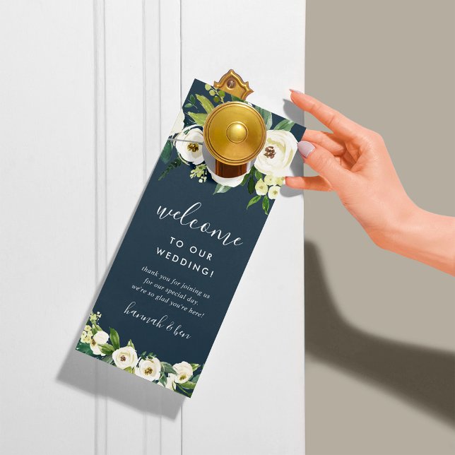 Affichette De Porte Albâtre Mariage Floral Bienvenue/Ne pas déranger (Créateur téléchargé)