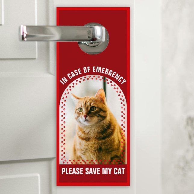 Affichette De Porte Alerte de sécurité pour animaux Photo de chat pers (Créateur téléchargé)
