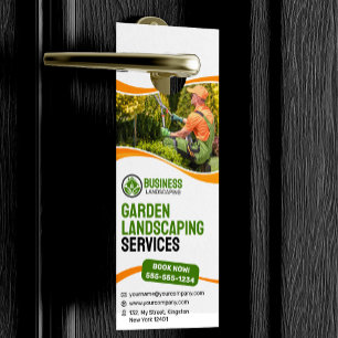 Affichette De Porte Aménagement paysager de jardin orange et vert Tont