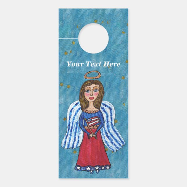 Affichette De Porte American Patriotic Angel USA Drapeau Gold Stars Bl (Devant)