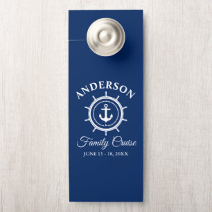 Affichette De Porte Ancre nautique Helm Blue Family Cruise Salle Cabin