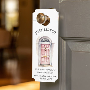 Affichette De Porte Annonce de peinture à l'aquarelle de porte rose Ag
