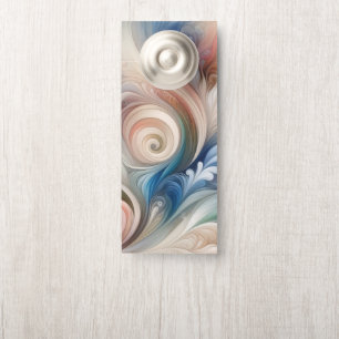 Affichette De Porte Aquarelle Imaginaire Floral Pastel Bleu & Crème