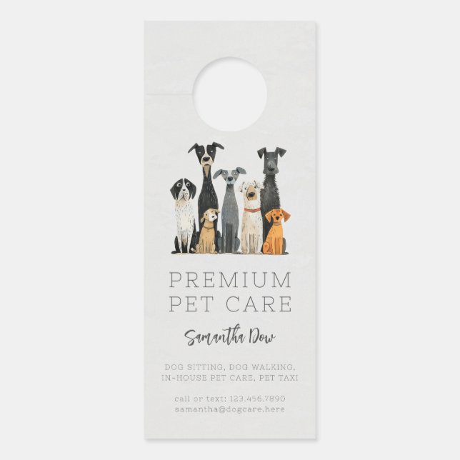 Affichette De Porte Aquarelle mignonne Animaux Chiens Animaux Animaux  (Devant)