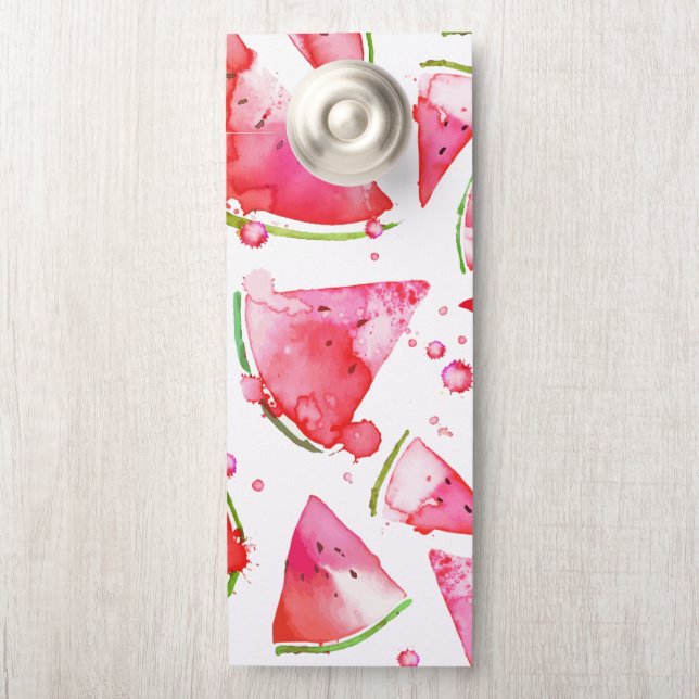 Affichette De Porte Aquarelle pastèque 1 (Sur le bouton)