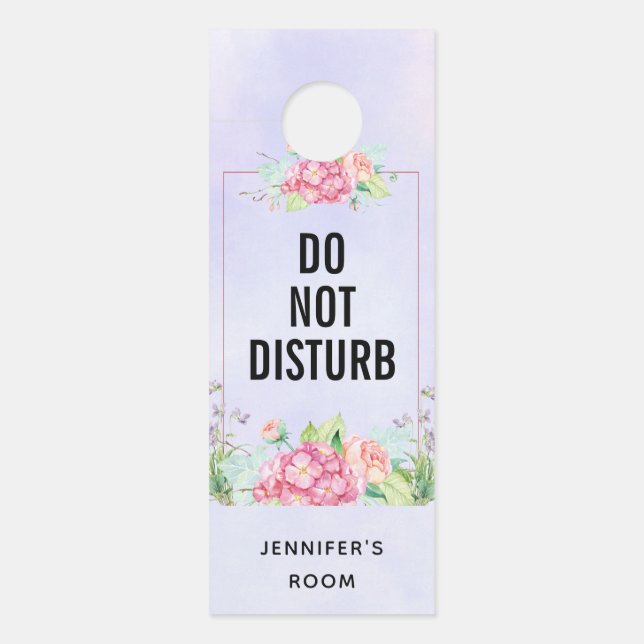 Affichette De Porte Aquarelle rose moderne Cadre Floral Ne Disturbe Pa (Devant)