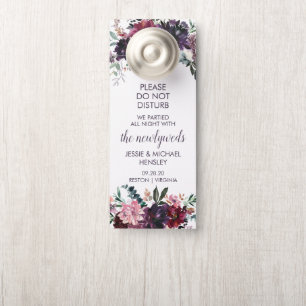 Affichette De Porte Aquarelle violette rouge mauve rose