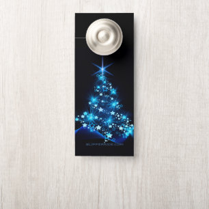 Affichette De Porte arbre de Noël stylisé SlipperyJoe bleu brillant s