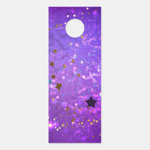 Affichette De Porte Arrière - plan de feuille violet avec étoiles