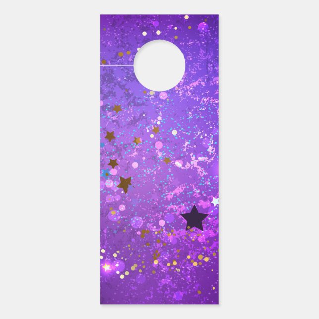Affichette De Porte Arrière - plan de feuille violet avec étoiles (Devant)
