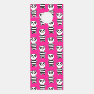 Affichette De Porte Art de panda noir et blanc ludique