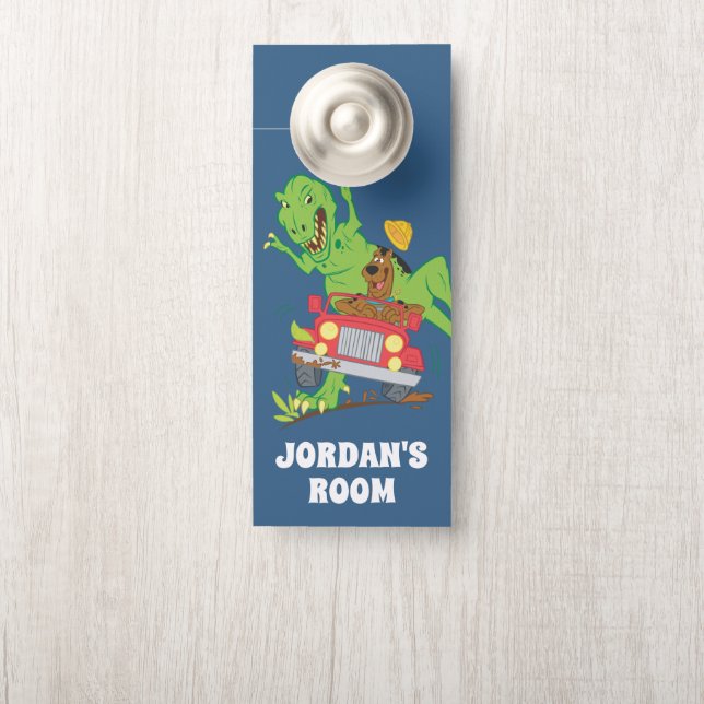 Affichette De Porte Attaque Scooby Doo T-Rex (Sur le bouton)
