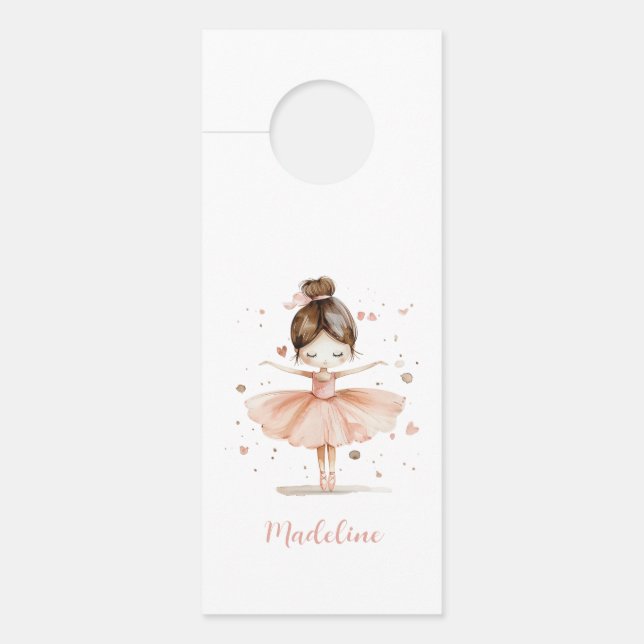 Affichette De Porte Ballerina Nom personnalisé Fille (Devant)