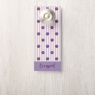 Affichette De Porte Bandes lunaires et fleurs violettes
