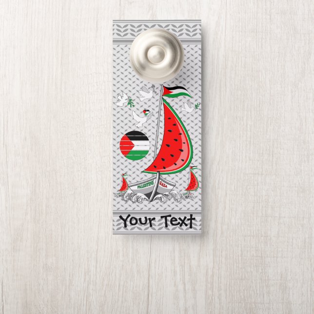 Affichette De Porte Bateaux de la Flottille de la Liberté Mondiale à G (Sur le bouton)