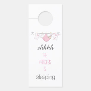 Affichette De Porte Bébé rose mignonne ligne de linge de lit