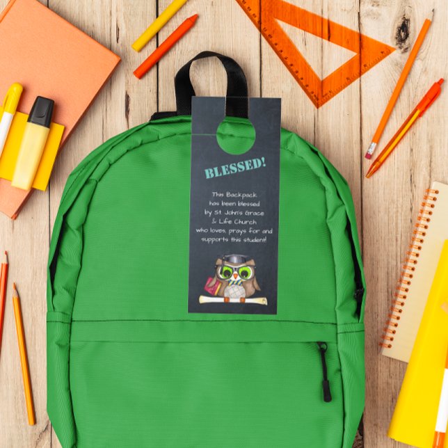 Affichette De Porte Bénédiction des sacs à dos Prière de l'église Owl (Créateur téléchargé)