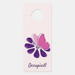 Affichette De Porte Beurre rose Purple Bloom Salle de bain