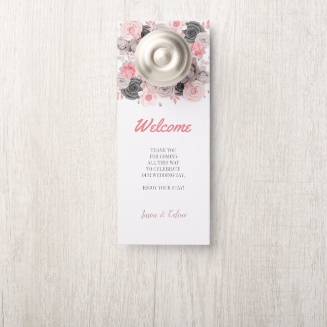 Affichette De Porte Bienvenue et ne pas déranger le Mariage (Sur le bouton)