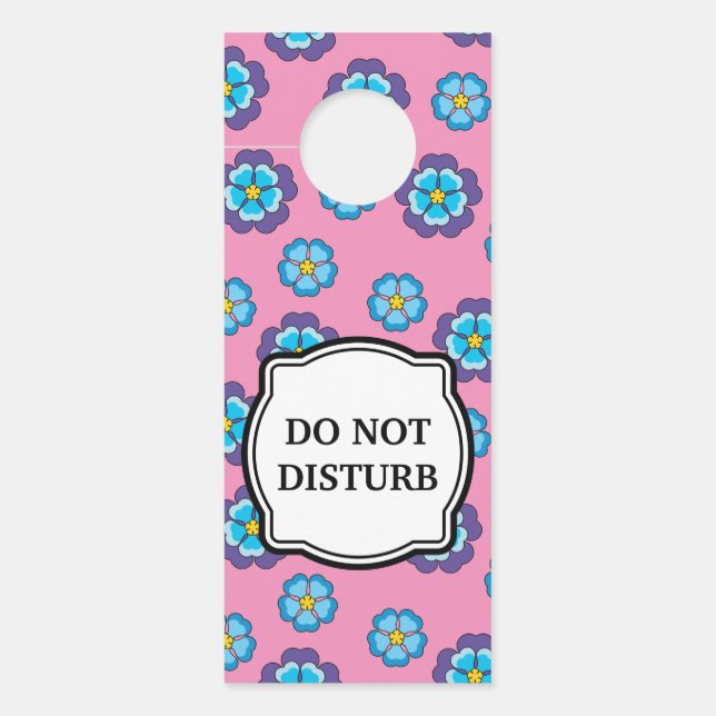 Affichette De Porte Bleu Violet rose motif floral (Devant)