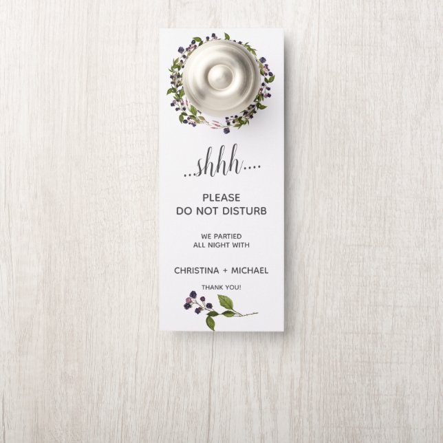 Affichette De Porte Blueberry | Invité Mariage Ne Disturbe Pas (Sur le bouton)
